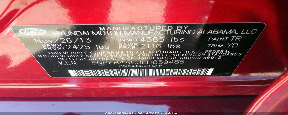 5NPEB4AC0EH859485 2014 HYUNDAI SONATA photo no. 9