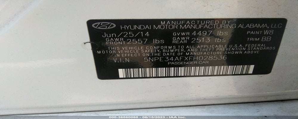 5NPE34AFXFH028536 2015 HYUNDAI SONATA photo no. 9