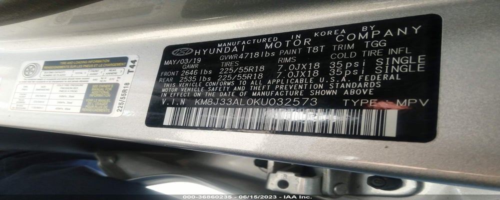 KM8J33AL0KU032573 2019 HYUNDAI TUCSON photo no. 9