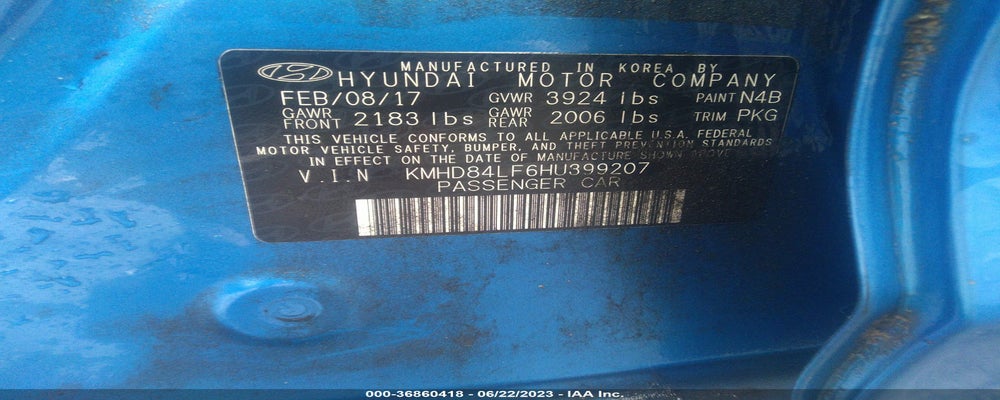 KMHD84LF6HU399207 2017 HYUNDAI ELANTRA photo no. 9