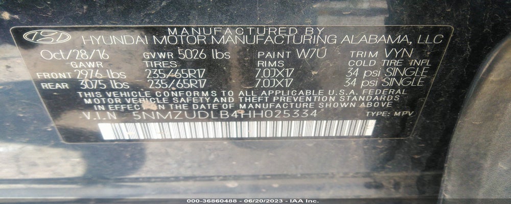 5NMZUDLB4HH025334 2017 HYUNDAI SANTA FE SPORT photo no. 9
