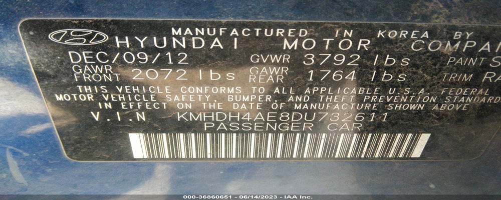 KMHDH4AE8DU732611 2013 HYUNDAI ELANTRA photo no. 9