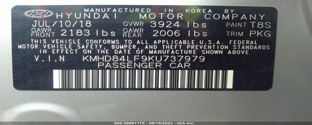 KMHD84LF9KU737979 2019 HYUNDAI ELANTRA photo no. 9