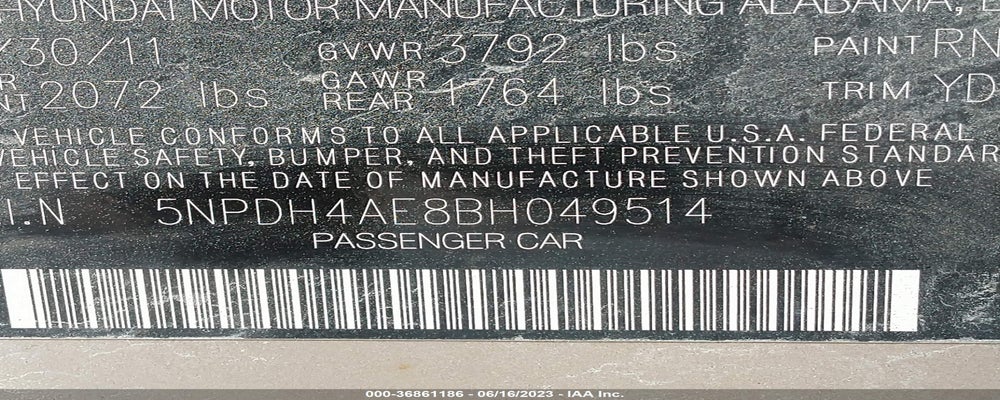 5NPDH4AE8BH049514 2011 HYUNDAI ELANTRA photo no. 9