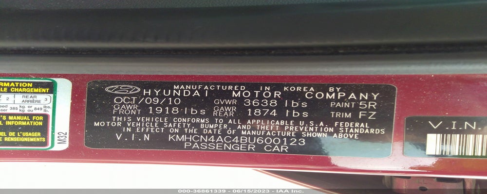 KMHCN4AC4BU600123 2011 HYUNDAI ACCENT photo no. 9