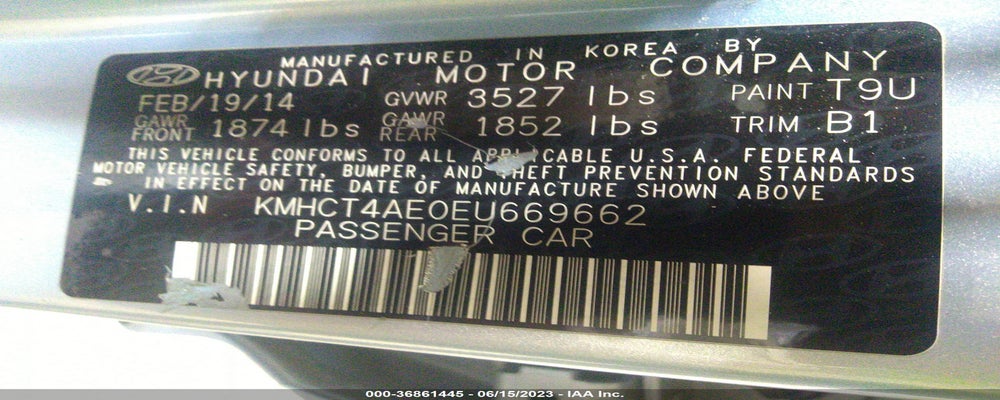 KMHCT4AE0EU669662 2014 HYUNDAI ACCENT photo no. 9