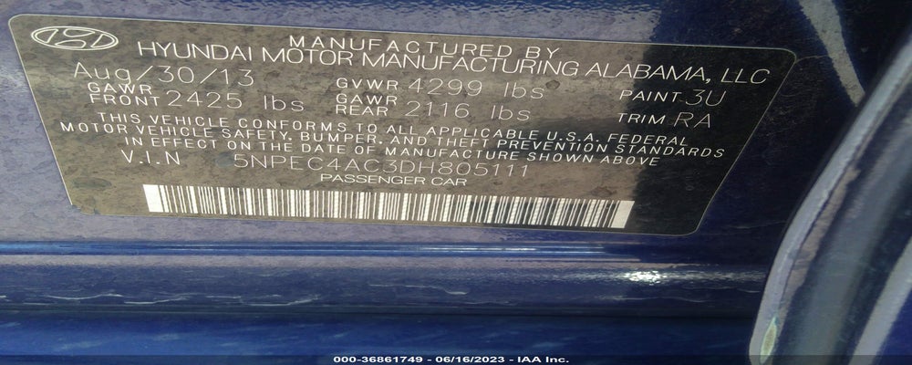 5NPEC4AC3DH805111 2013 HYUNDAI SONATA photo no. 9