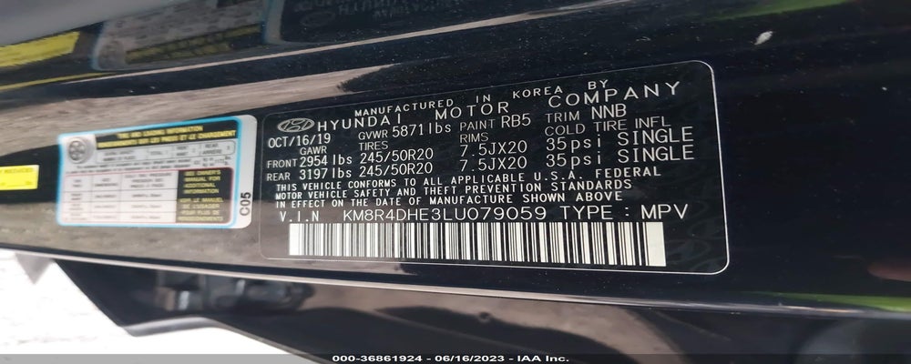 KM8R4DHE3LU079059 2020 HYUNDAI PALISADE photo no. 9