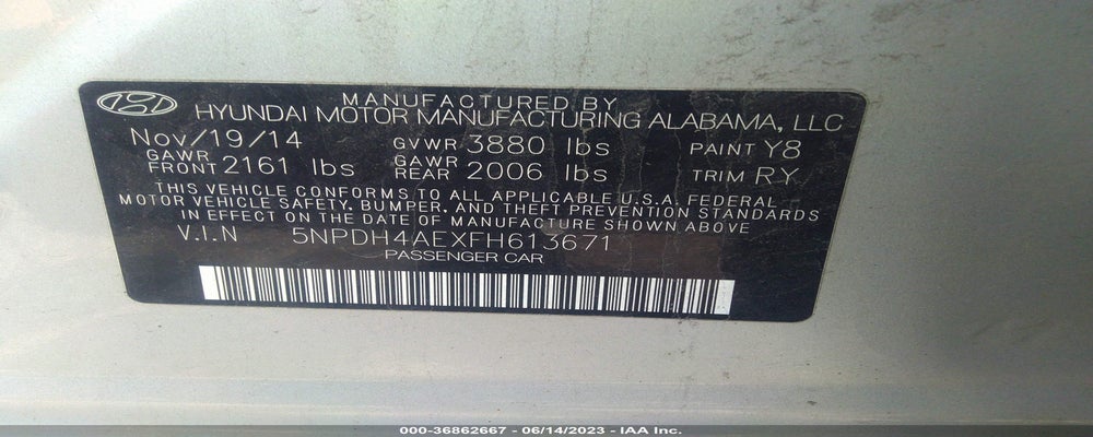 5NPDH4AEXFH613671 2015 HYUNDAI ELANTRA photo no. 9