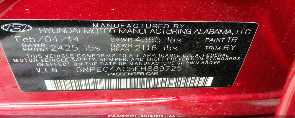 5NPEC4AC5EH889725 2014 HYUNDAI SONATA photo no. 9