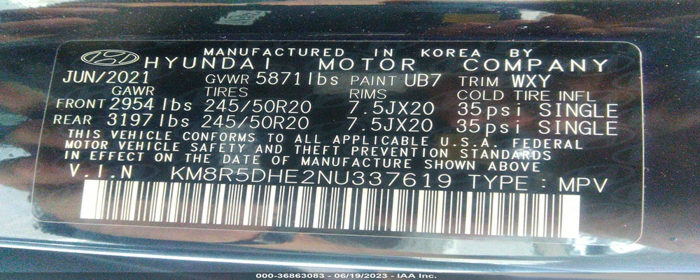 KM8R5DHE2NU337619 2022 HYUNDAI PALISADE photo no. 9