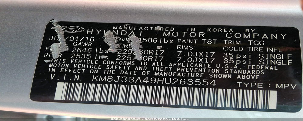 KM8J33A49HU263554 2017 HYUNDAI TUCSON photo no. 9