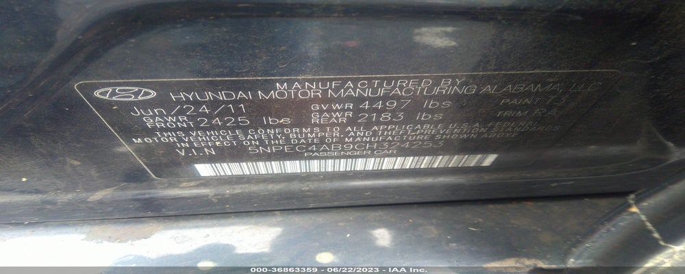 5NPEC4AB9CH324253 2012 HYUNDAI SONATA photo no. 9