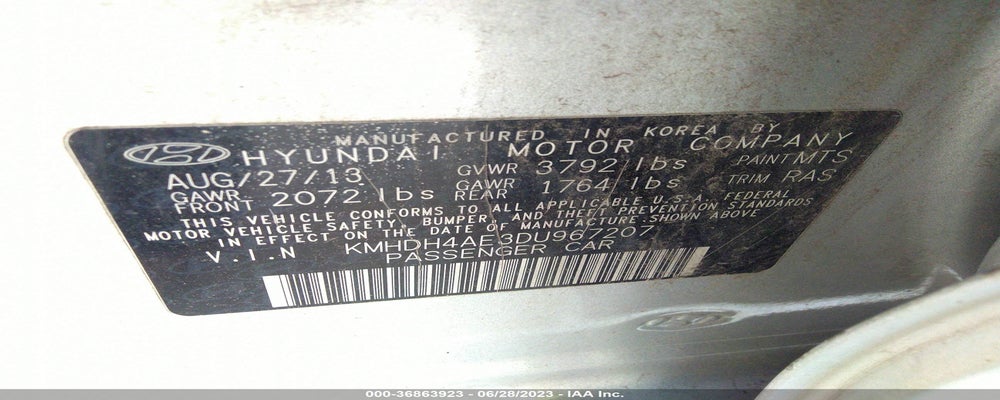 KMHDH4AE3DU967207 2013 HYUNDAI ELANTRA photo no. 9