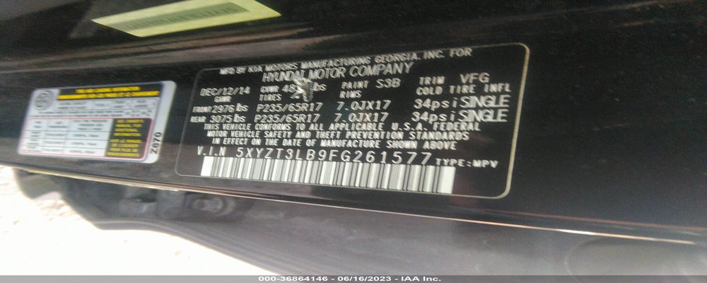 5XYZT3LB9FG261577 2015 HYUNDAI SANTA FE SPORT photo no. 9