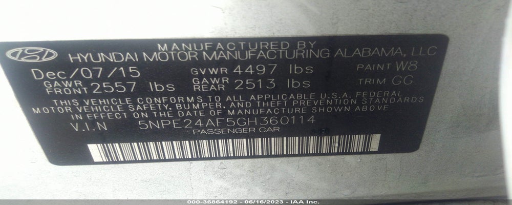 5NPE24AF5GH360114 2016 HYUNDAI SONATA photo no. 9