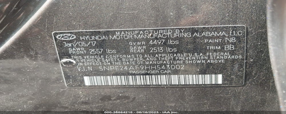 5NPE24AF9HH543002 2017 HYUNDAI SONATA photo no. 9