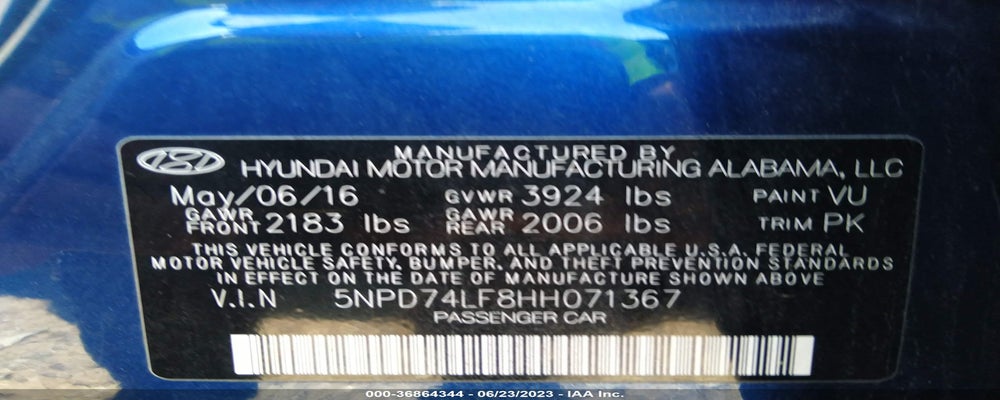 5NPD74LF8HH071367 2017 HYUNDAI ELANTRA photo no. 9