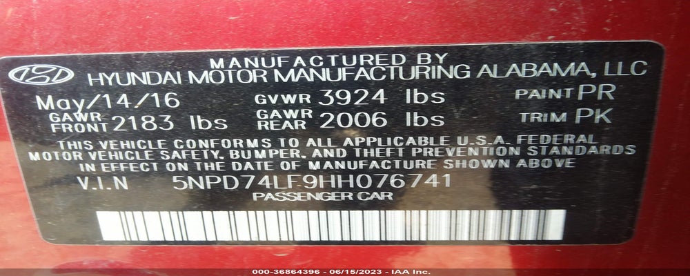 5NPD74LF9HH076741 2017 HYUNDAI ELANTRA photo no. 9