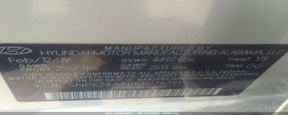 5NPE24AF0KH776791 2019 HYUNDAI SONATA photo no. 9
