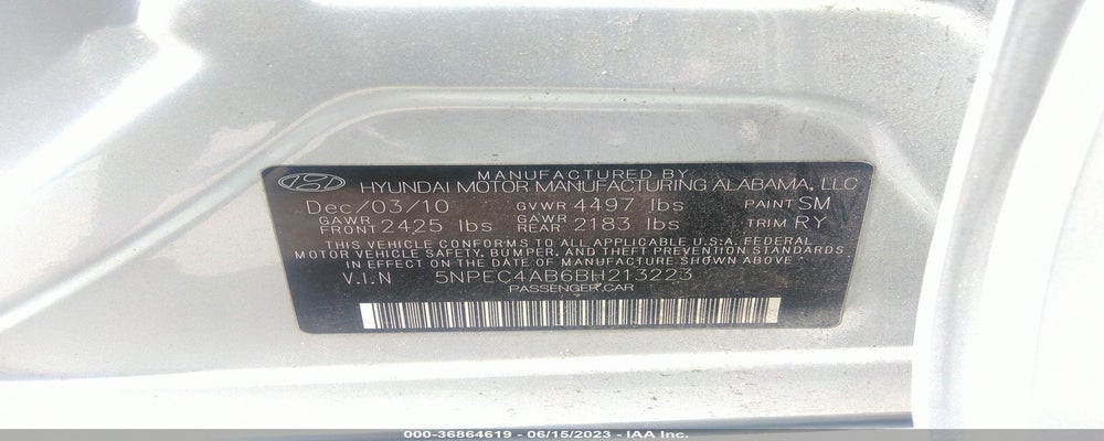 5NPEC4AB6BH213223 2011 HYUNDAI SONATA photo no. 9