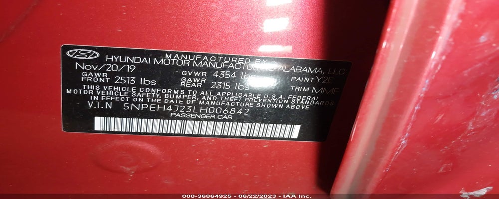 5NPEH4J23LH006842 2020 HYUNDAI SONATA photo no. 9