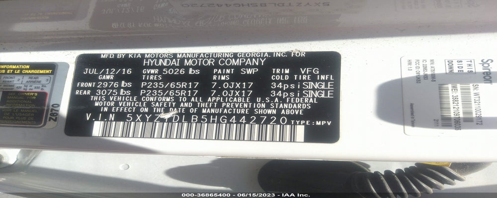 5XYZTDLB5HG442720 2017 HYUNDAI SANTA FE SPORT photo no. 9