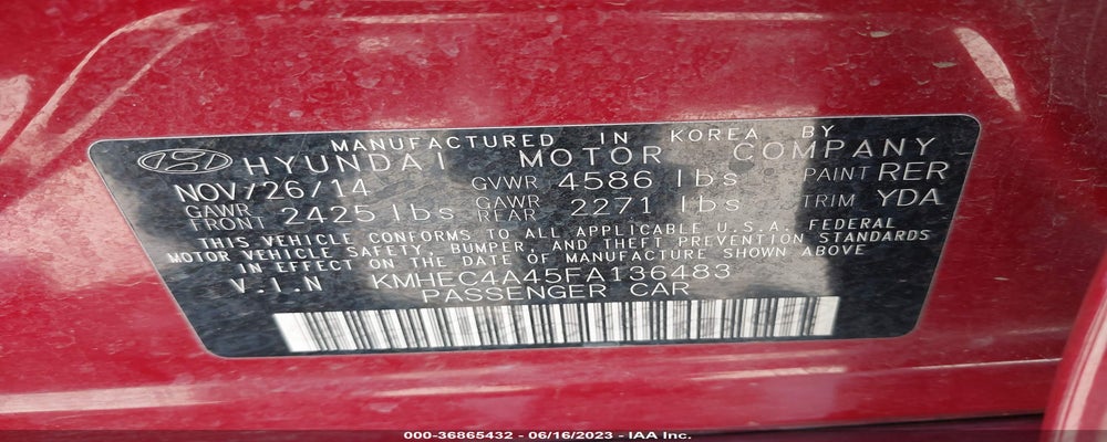 KMHEC4A45FA136483 2015 HYUNDAI SONATA HYBRID photo no. 9