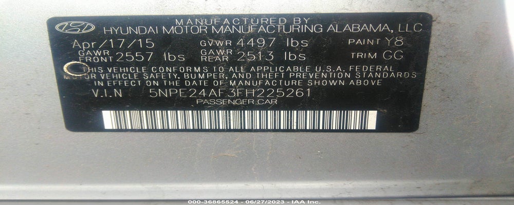 5NPE24AF3FH225261 2015 HYUNDAI SONATA photo no. 9
