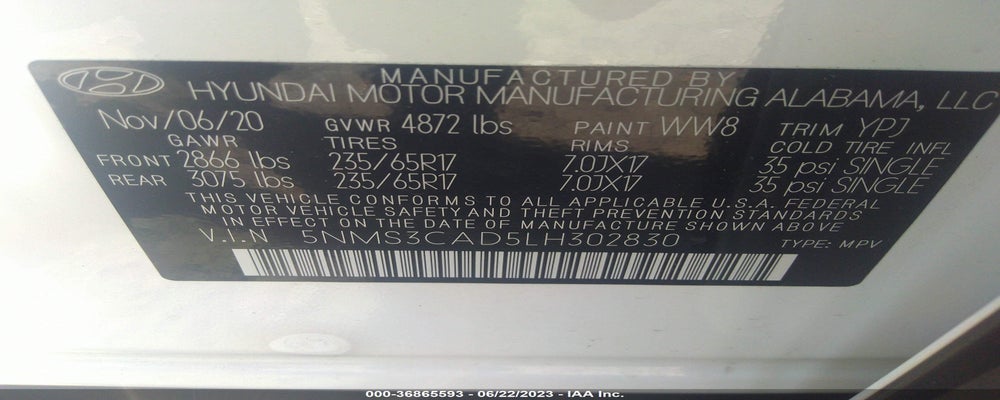 5NMS3CAD5LH302830 2020 HYUNDAI SANTA FE photo no. 9