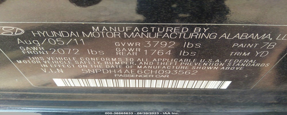 5NPDH4AE6CH093562 2012 HYUNDAI ELANTRA photo no. 9
