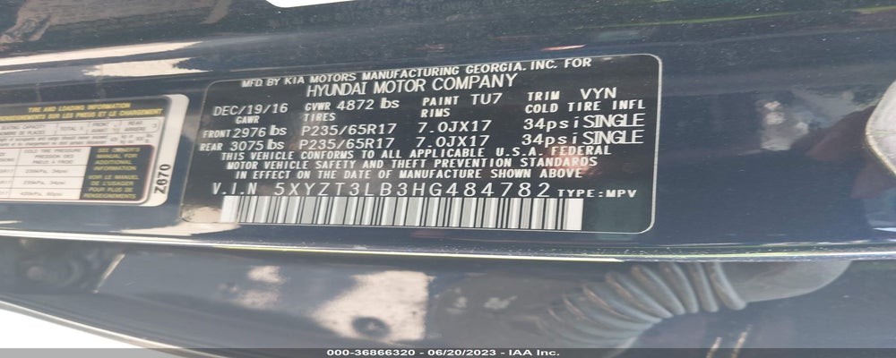 5XYZT3LB3HG484782 2017 HYUNDAI SANTA FE SPORT photo no. 9