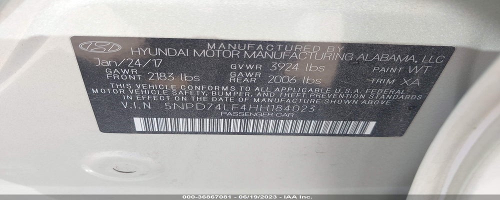 5NPD74LF4HH184023 2017 HYUNDAI ELANTRA photo no. 9
