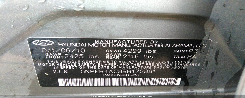 5NPEB4AC8BH172881 2011 HYUNDAI SONATA photo no. 9