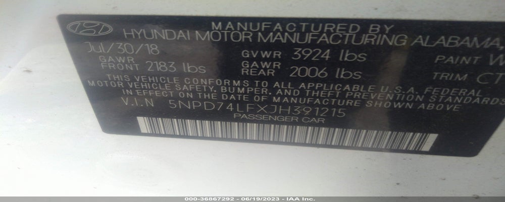 5NPD74LFXJH391215 2018 HYUNDAI ELANTRA photo no. 9