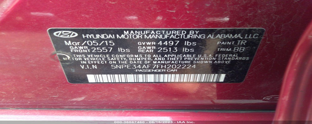 5NPE34AF7FH202224 2015 HYUNDAI SONATA photo no. 9