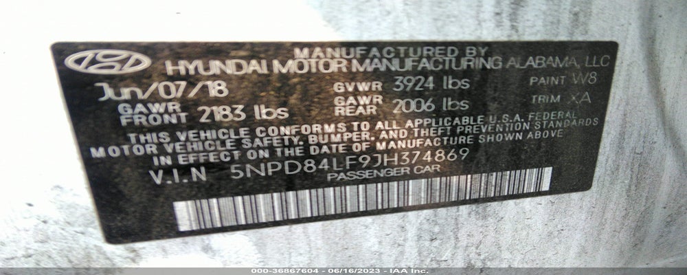 5NPD84LF9JH374869 2018 HYUNDAI ELANTRA photo no. 9