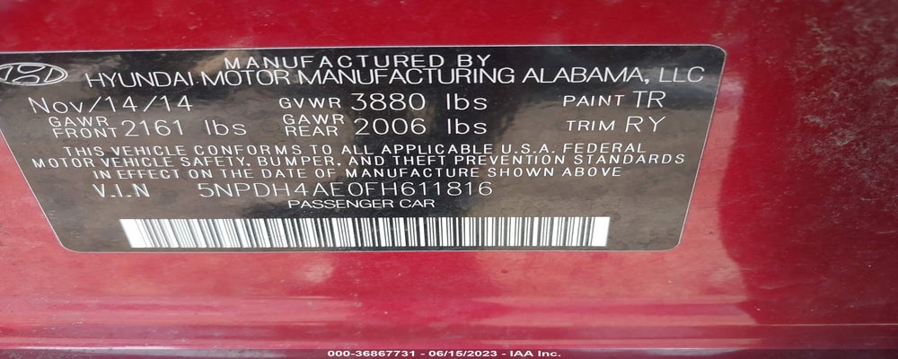 5NPDH4AE0FH611816 2015 HYUNDAI ELANTRA photo no. 9