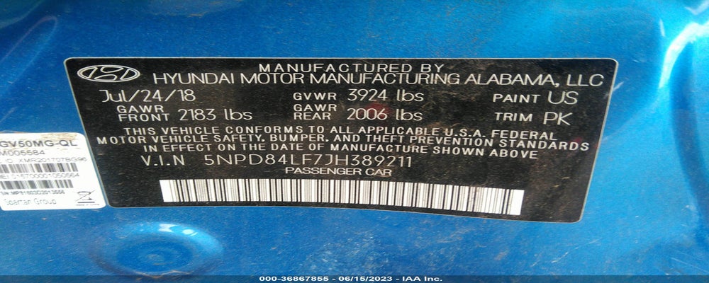 5NPD84LF7JH389211 2018 HYUNDAI ELANTRA photo no. 9
