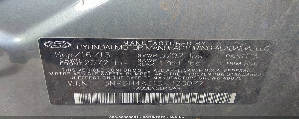 5NPDH4AE1DH420077 2013 HYUNDAI ELANTRA photo no. 9