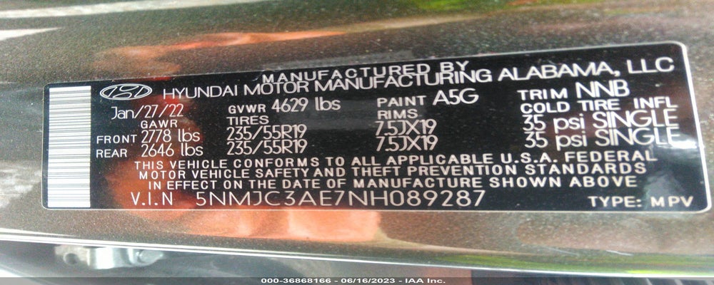 5NMJC3AE7NH089287 2022 HYUNDAI TUCSON photo no. 9