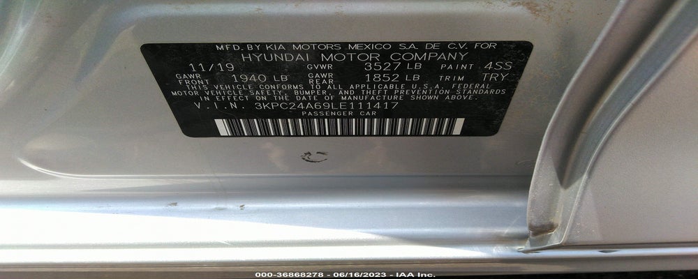 3KPC24A69LE111417 2020 HYUNDAI ACCENT photo no. 9