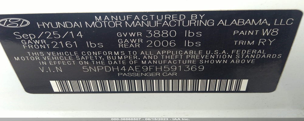 5NPDH4AE9FH591369 2015 HYUNDAI ELANTRA photo no. 9