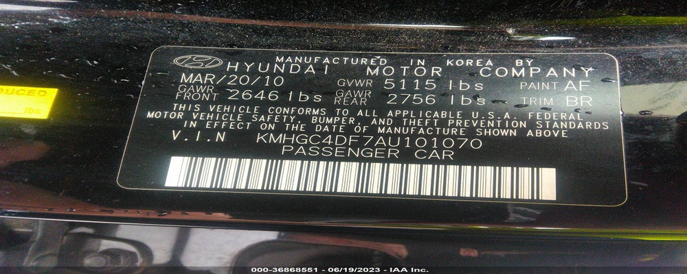 KMHGC4DF7AU101070 2010 HYUNDAI GENESIS photo no. 9