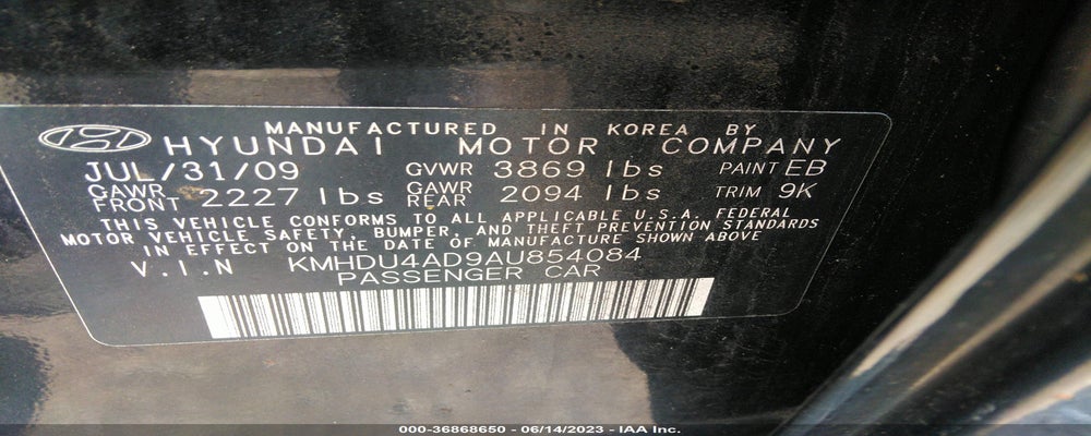 KMHDU4AD9AU854084 2010 HYUNDAI ELANTRA photo no. 9