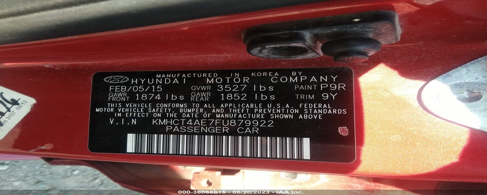 KMHCT4AE7FU879922 2015 HYUNDAI ACCENT photo no. 9