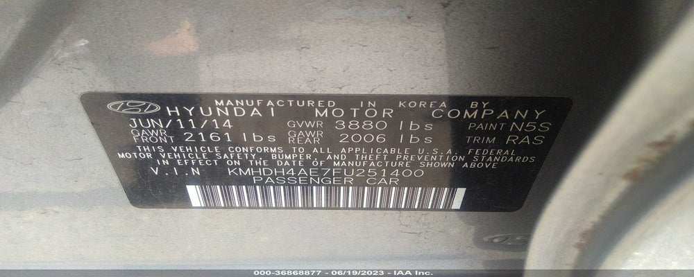 KMHDH4AE7FU251400 2015 HYUNDAI ELANTRA photo no. 9