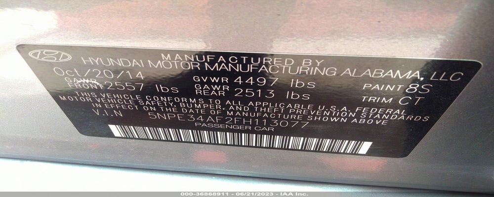 5NPE34AF2FH113077 2015 HYUNDAI SONATA photo no. 9