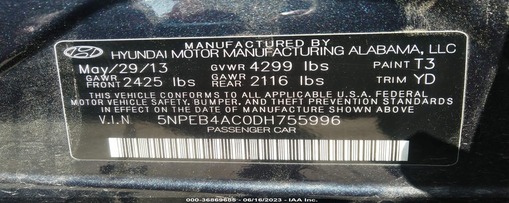 5NPEB4AC0DH755996 2013 HYUNDAI SONATA photo no. 9