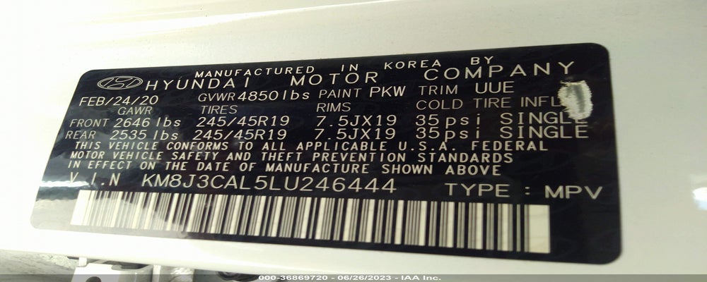 KM8J3CAL5LU246444 2020 HYUNDAI TUCSON photo no. 9